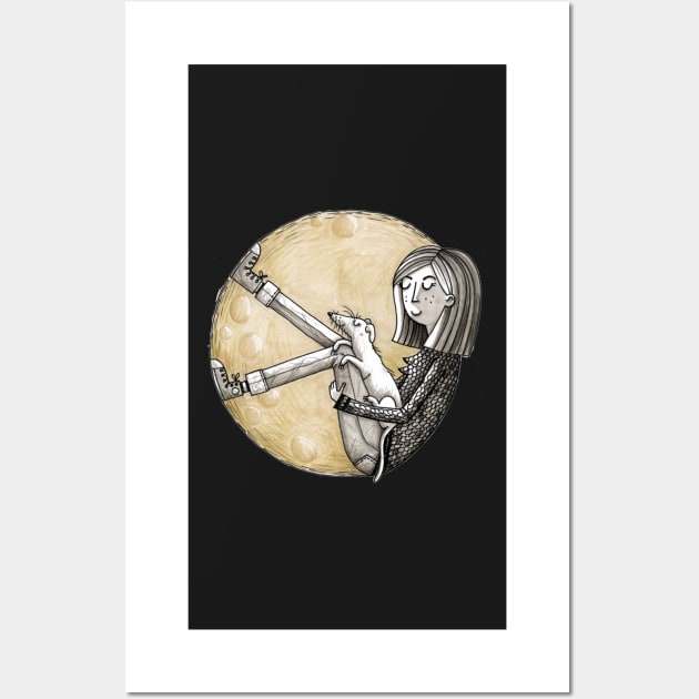 My Special Moon - Fullmoon - Woman & Dog Wall Art by JunieMond